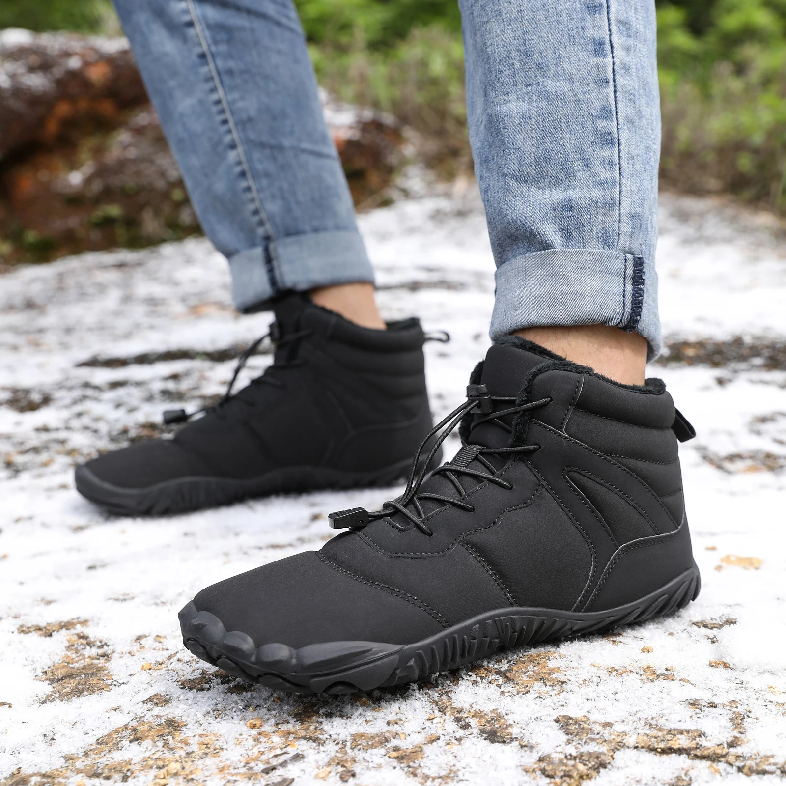 Botas de nieve para hombres y mujeres, zapatos de senderismo al aire libre de invierno, botas de senderismo casuales con forro de piel impermeables y cálidas