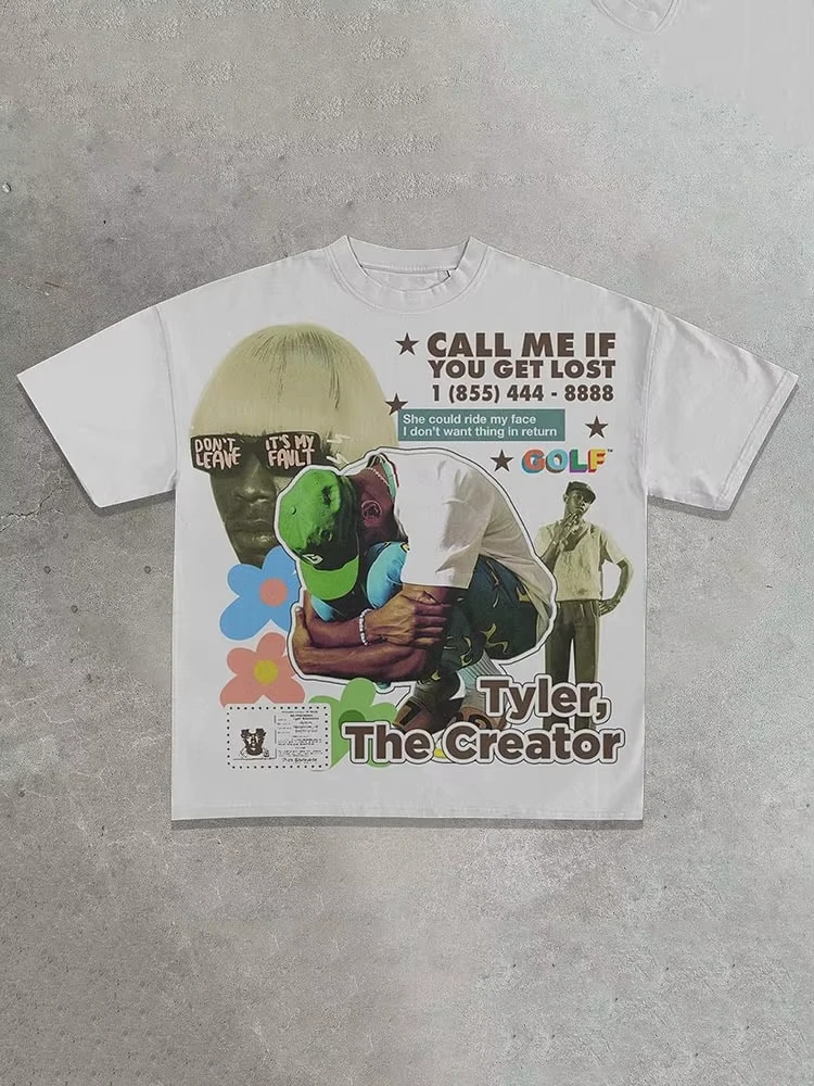 تي شيرت كلاسيكي من القطن المسطح من Tyler The Creator للرجال والنساء نفس الراحة غير الرسمية Harajuku تي شيرت كبير الحجم