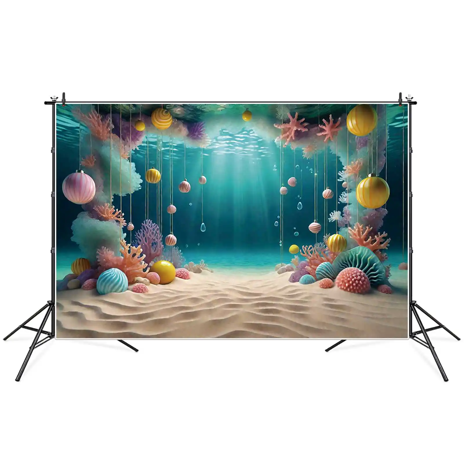MOON.QG Seaside Candyland pierwsze urodziny tła dziecko lato dno morskie cukierki tła niestandardowa dekoracja imprezowa Photozone rekwizyty