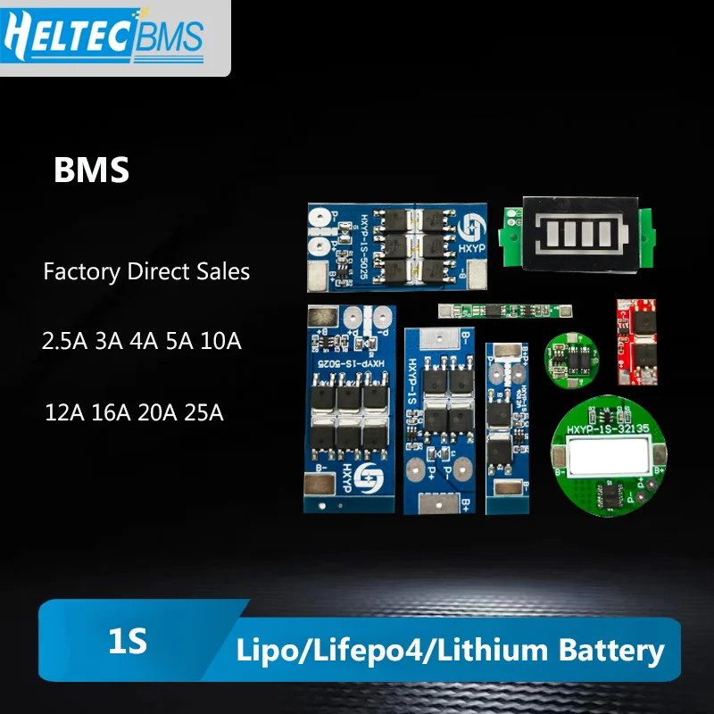 

Wholesale 3.2V 3.7V 1S BMS 2.5A 3A 4A 5A 10A 12A 16A 20A 25A 18650 Lipo/Lifepo4 Battery protection board for Li-ion battery