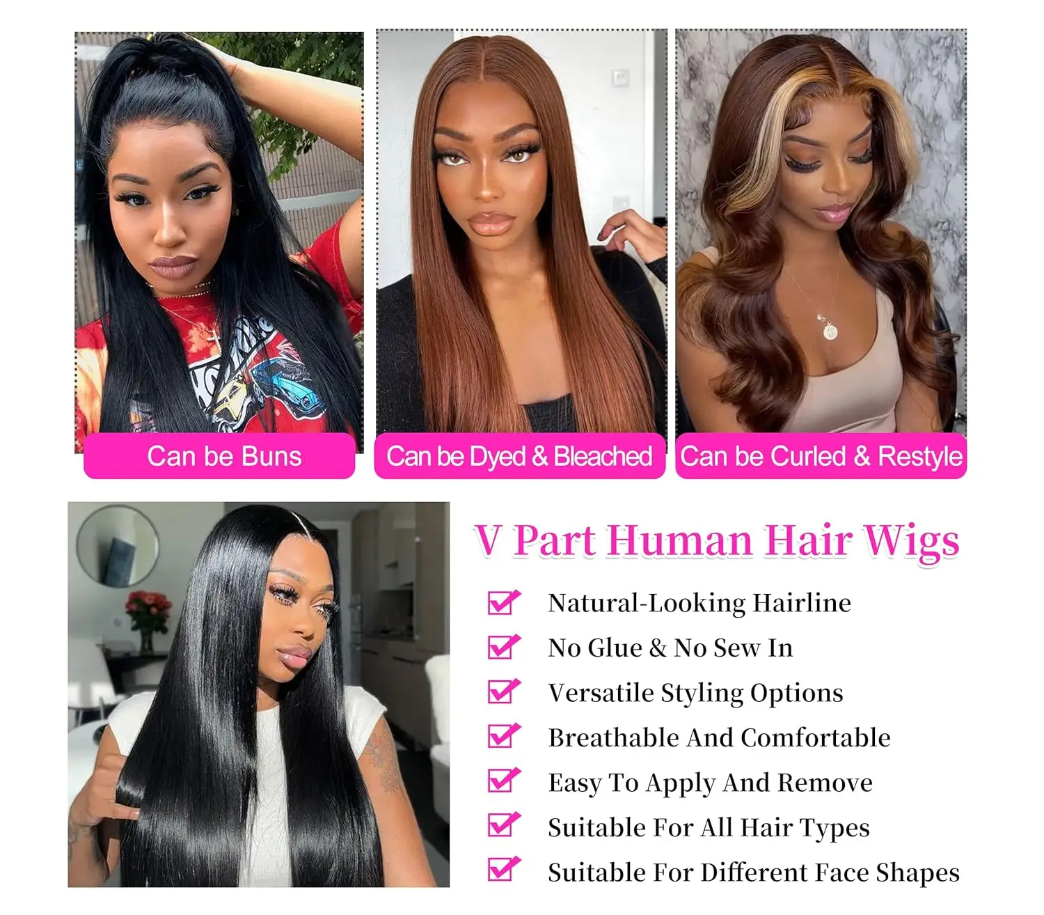 220 Density Straight Hair V part Wig 16-36 Inch Upgrade Human Hair Head Clip In Half Wig Brazilian Glueless Wigs For Women image 5