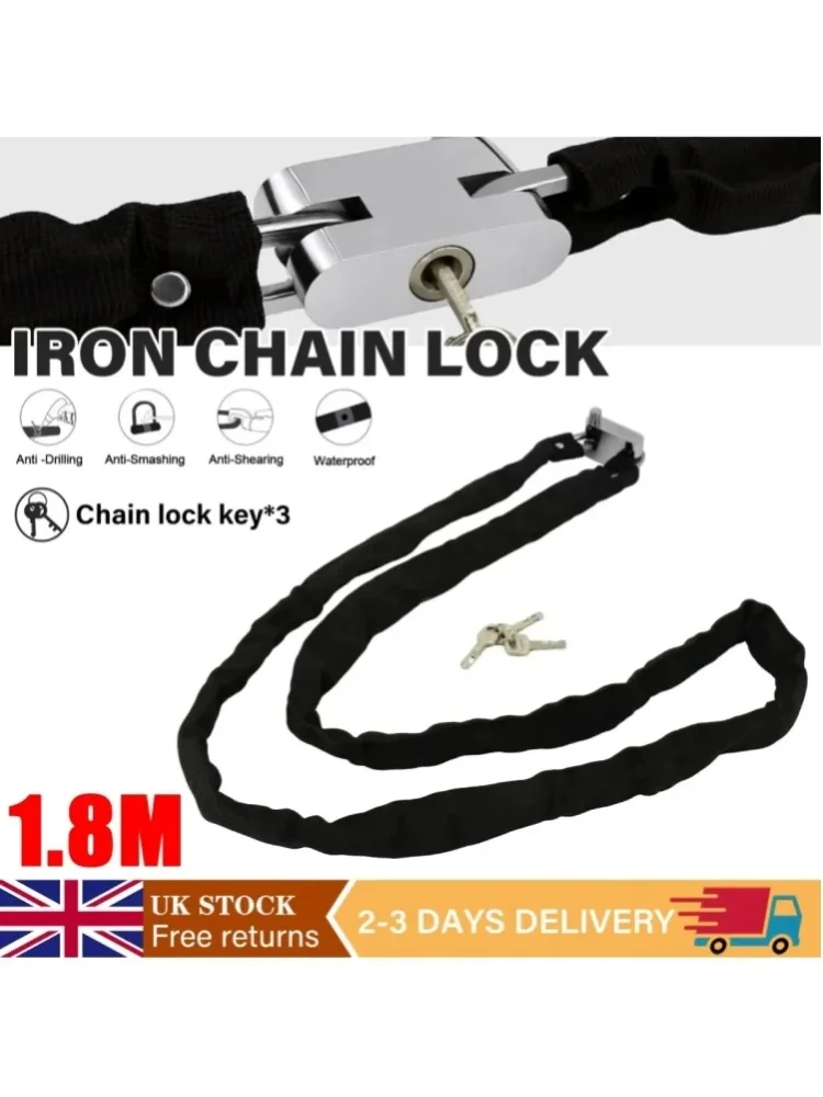 AliExpress NONE 3 Keys 1.8m Strong Bicycle Lock Chain- Anti-Theft Lock for Bike Motorcycle, Door