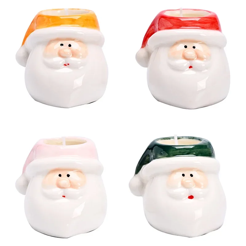 

Santa Claus Candle Cup Empty Ceramic Cup Gift Home Creative Christmas Gift Candlestick m