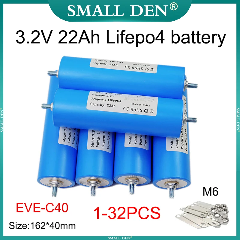 1-32 шт. новая 3,2 В 22 Ач Lifepo4 аккумуляторная батарея DIY 12 В электронный инструмент скутер мотоцикл светодиодная лампа высокое качество EVE-C40 класс A элементы