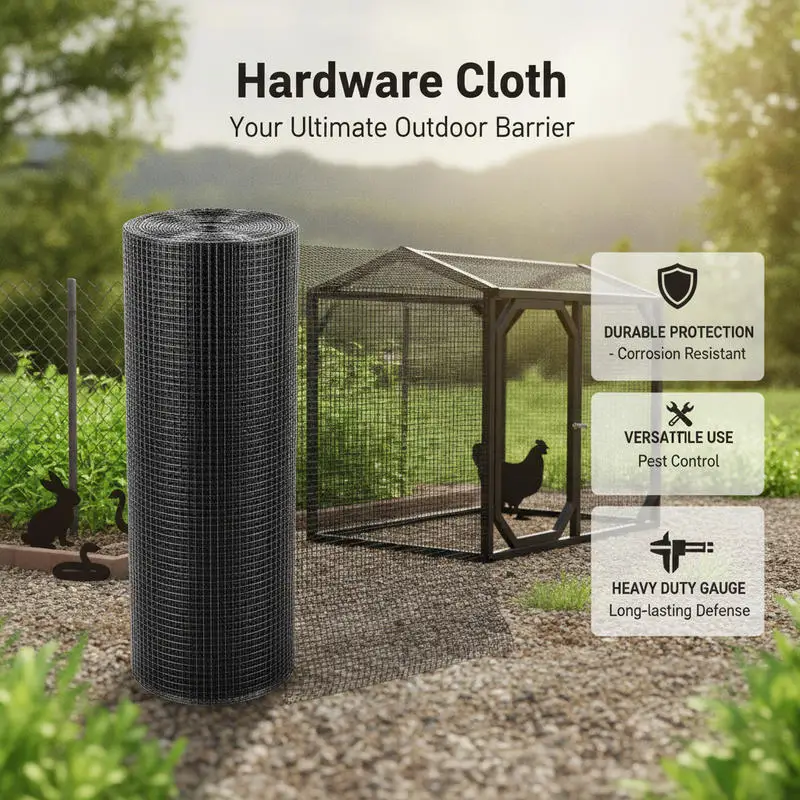 Vinyl Coated Hardware Cloth 36'' X 100' for Chicken Coop, Rabbit Fence, Poultry Enclosure, 19 Gauge Galvanized Metal Wire Mesh Roll, Black Protective Layer Barrier Snake Screen Garden Protection Netting view 4