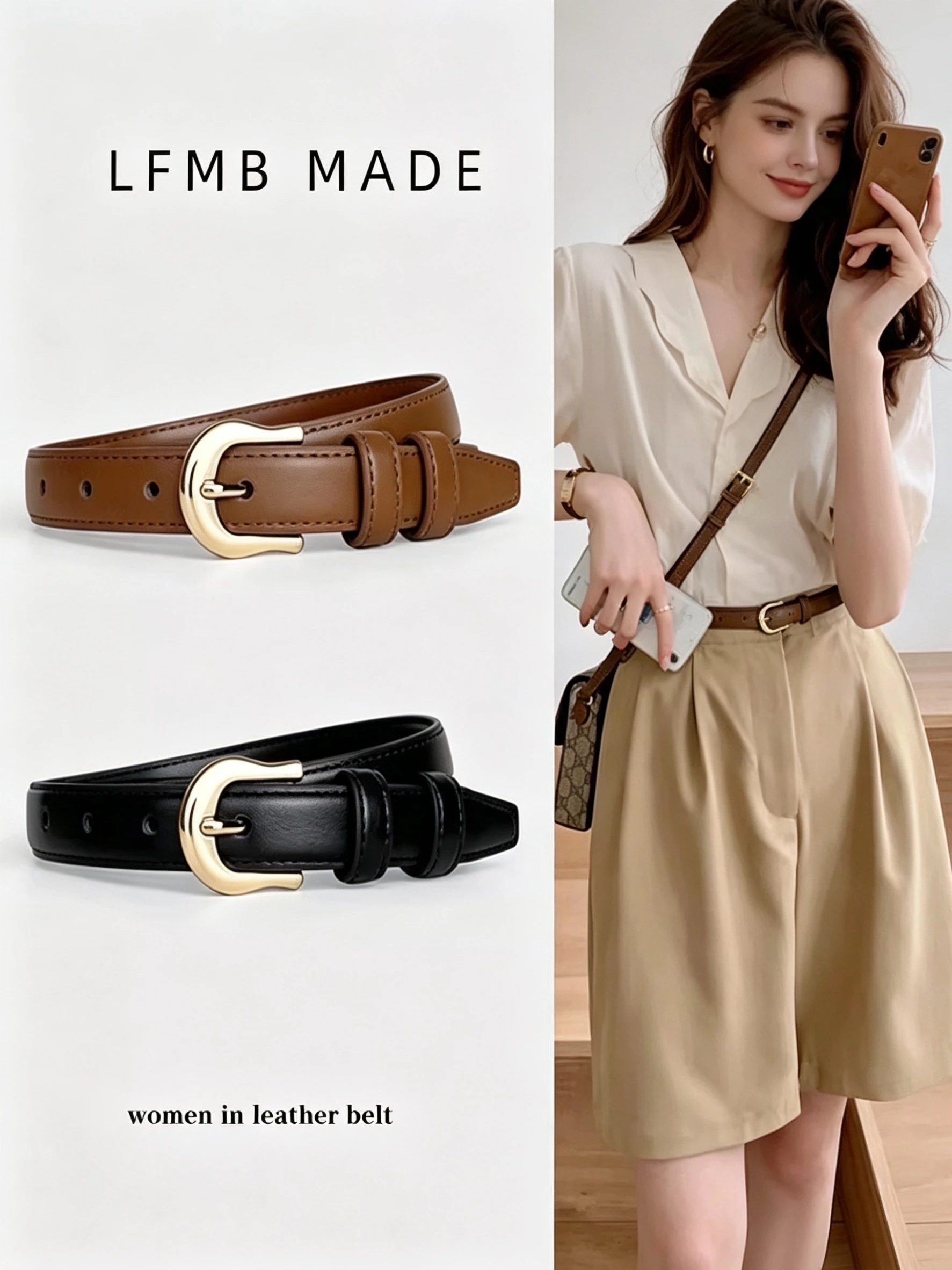 Belt Summer Brown Belt with Fine Matching Western Pants Simp