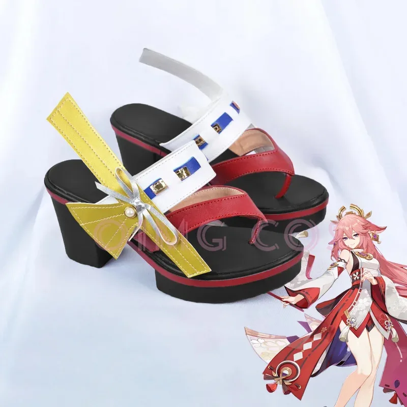 

Genshin Impact Yae Miko Cosplay men Shoes Anime Chinese Style Halloween for Game
