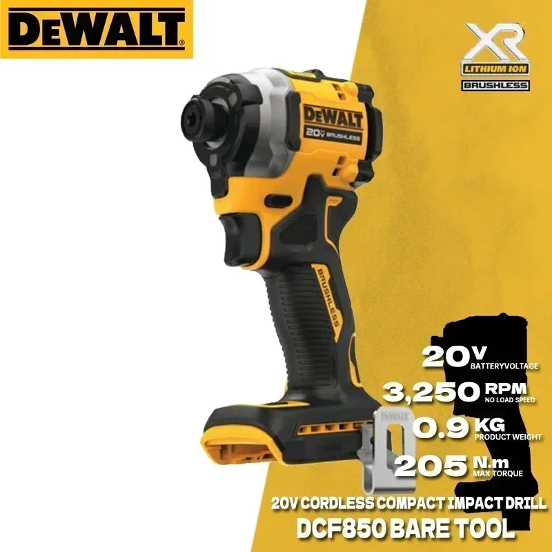 DEWALT DCF850 Cordless Impact Driver Bare Tool 20V Brushless Motor 205NM Wirless Rechargeable Power Tool DCF850N drill motor