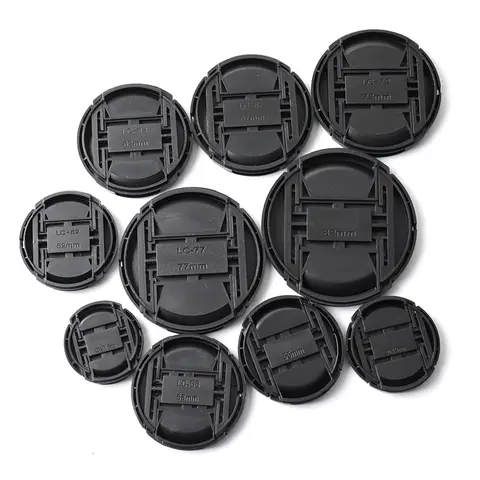 Alta qualidade 40.5mm 49mm 52mm 55mm 58mm 62mm 67mm 72mm 77mm 82mm Pinch central Snap-on Cap Cover Lente da câmera