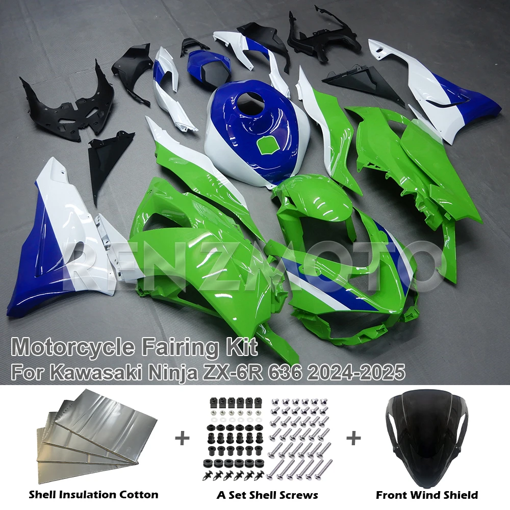 

For Kawasaki ZX6R 636 ZX-6R 2024 2025 Motorcycle Fairing Kit Green, Black, White
