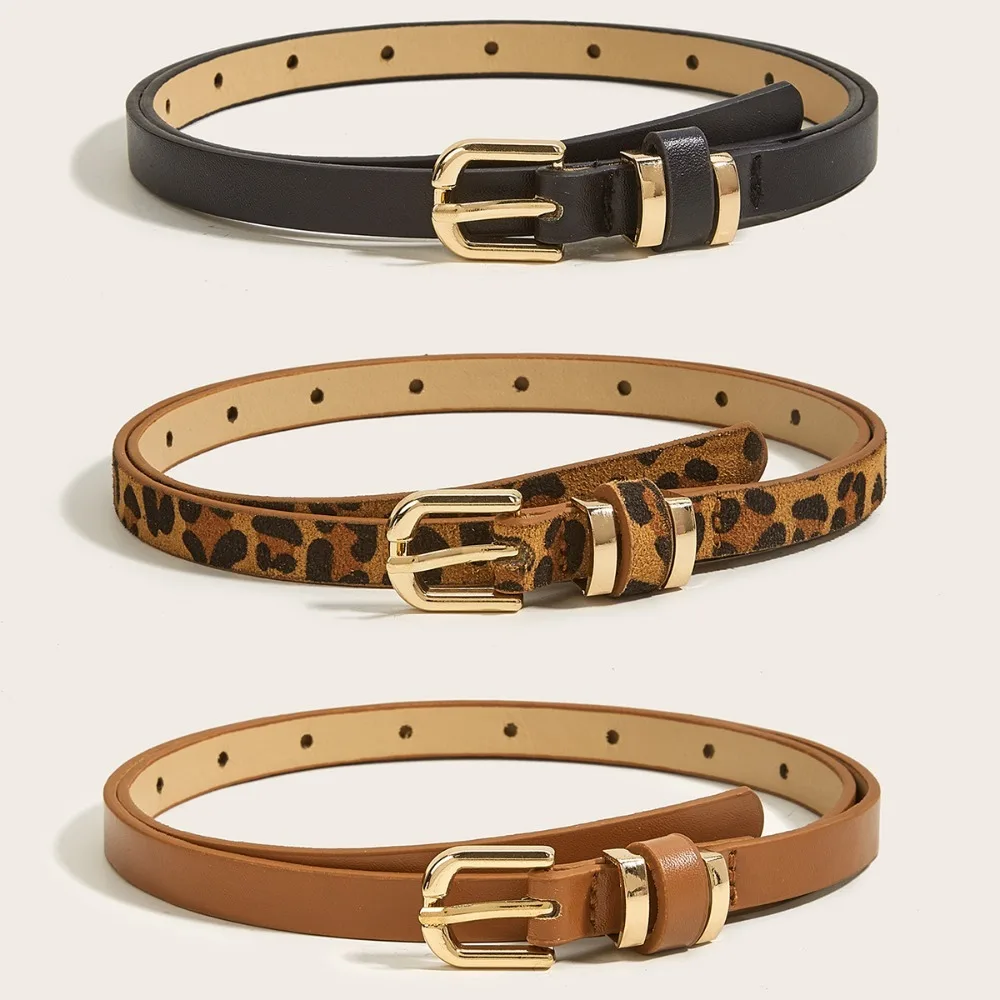 

Versatile Thin Belt Simple 1.3 cm Wide Needle Buckle Women's Belt Leopard Pattern Thin Buckle Leopard Waistband Gift
