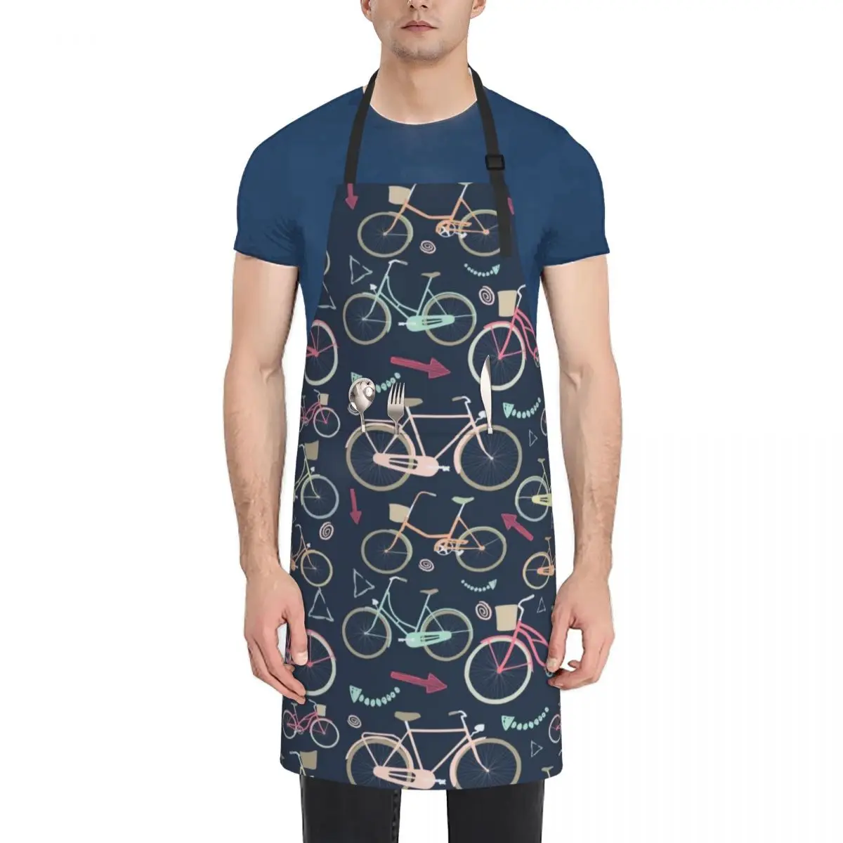 

Fun Retro Bicycle Pattern Apron All For Kitchen And Home barber men Kitchenware Apron