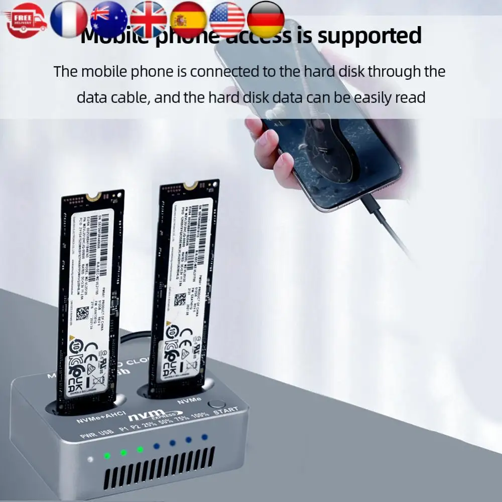 

Док-станция NVME с двумя отсеками Gen2X 20 Гбит/с M.2 SSD Корпус M/B M Key Solid Disk Case M.2 M.3 NVME PCI-E для M2 SSD M Key SSD