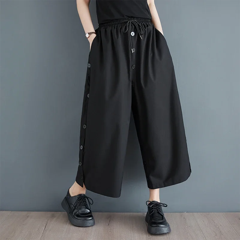 

Women Wide Leg Pants With Pockets High Waist Loose Culottes Business Work Palazzo Pants Casual Y2k Jogger Relaxed Track Pants