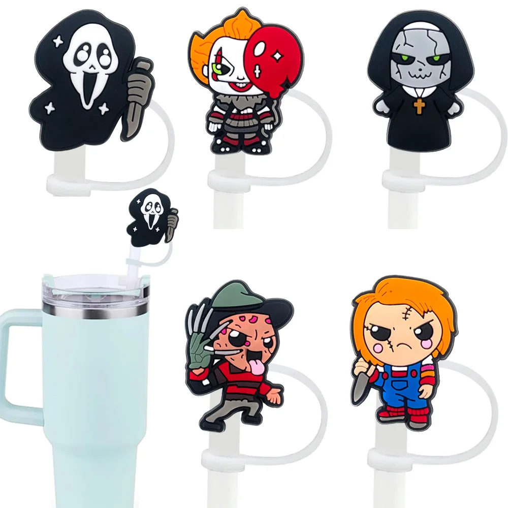 1-20 Stück Halloween-Strohhalmabdeckung für wiederverwendbare Trinkgläser, Staubschutzkappe, Glasbecher-Zubehör, Strohhalm-Aufsätze 10mm Silikon-Strohhalmabdeckung – Detail 2