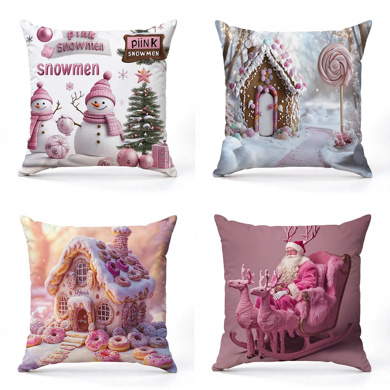 

Christmas Theme Pattern Square Polyester Pillowcase, Sofa, Living Room Decorative Cushion Cover, Bedroom Bedside Pillow Cover