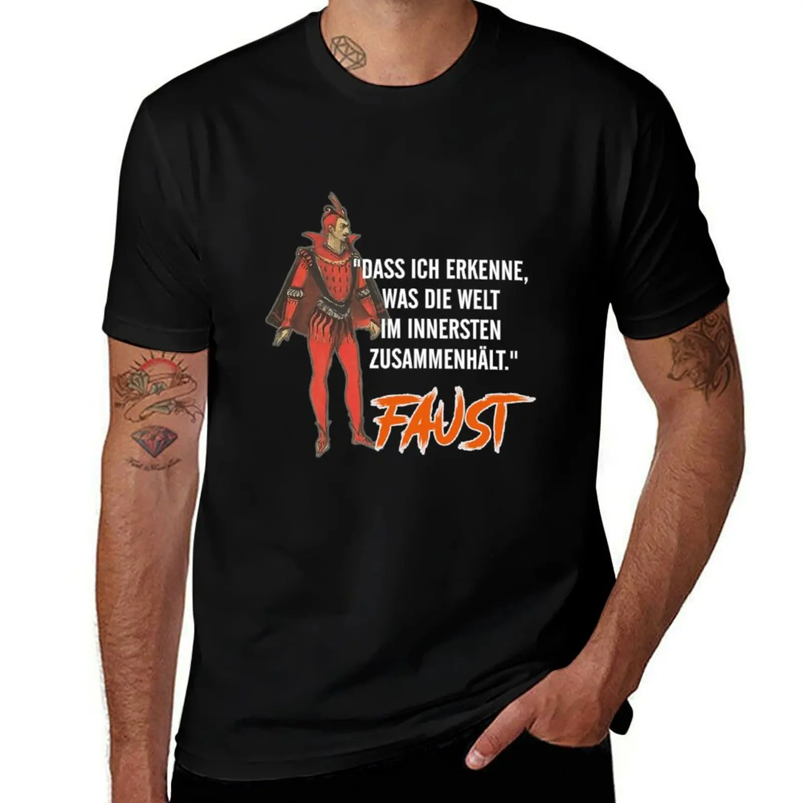 well-known Goethe quote, Faust T-Shirt Basic Plain Tee for Spring and Summer T-Shirt