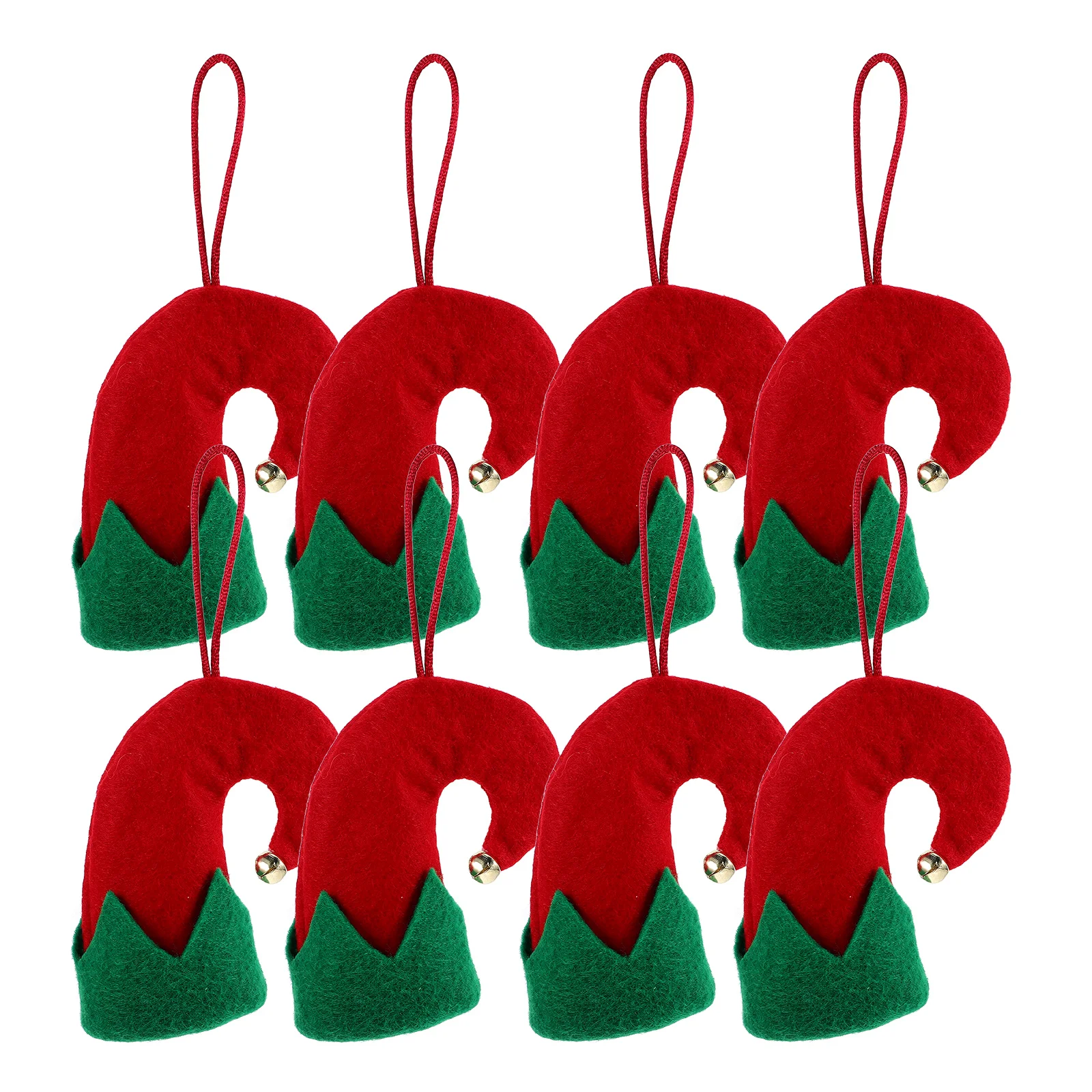 8 Pcs Christmas Ornament Tree Pendant Hat Xmas Hats Decors Bottle Ornaments Cutlery Set Red Chrsitmas