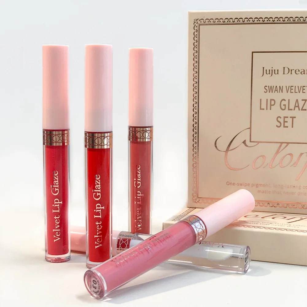 8PCS 스완스 벨벳 리퀴드 립스틱 세트 매트 방수 롱래스팅 립 글로스 색상 일상 파티 메이크업 선물용