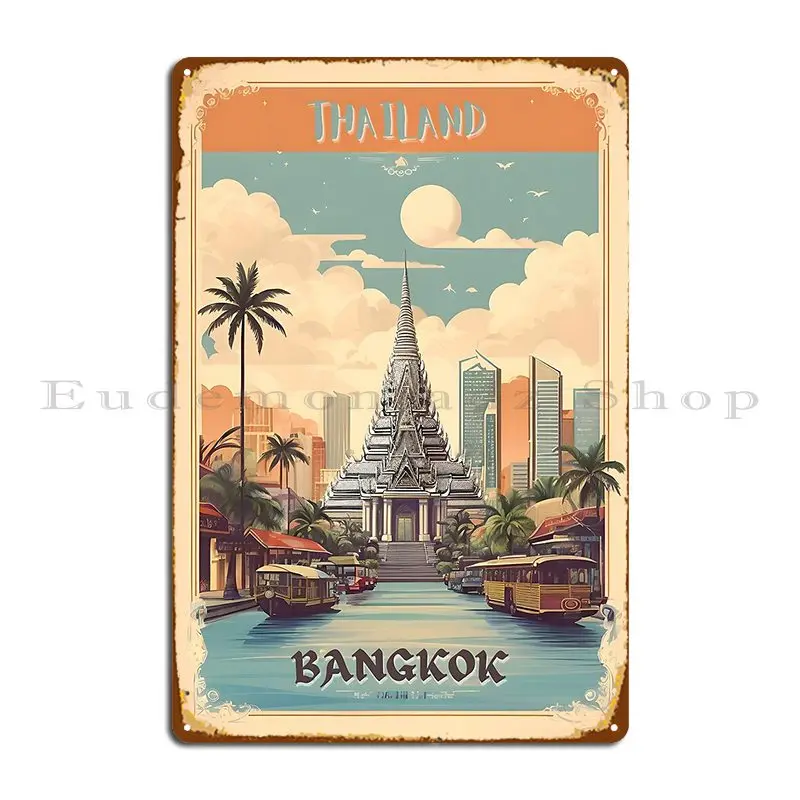 Vintage Bangkok Poster Exploring Thai Charm Metal Sign Mural Print Wall Decor Pub Designing Tin Sign Poster