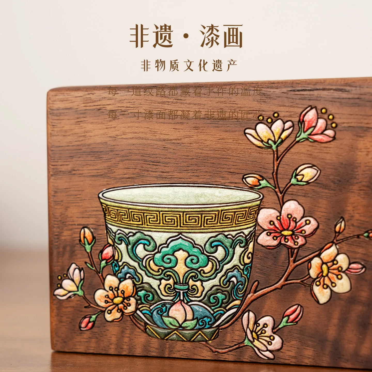 ✨ Handmade Pencil Organizer, Solid Wood Double Grid Office Organizer, Vintage Chinese Lacquer Art, Elegant Gift for Bookworm