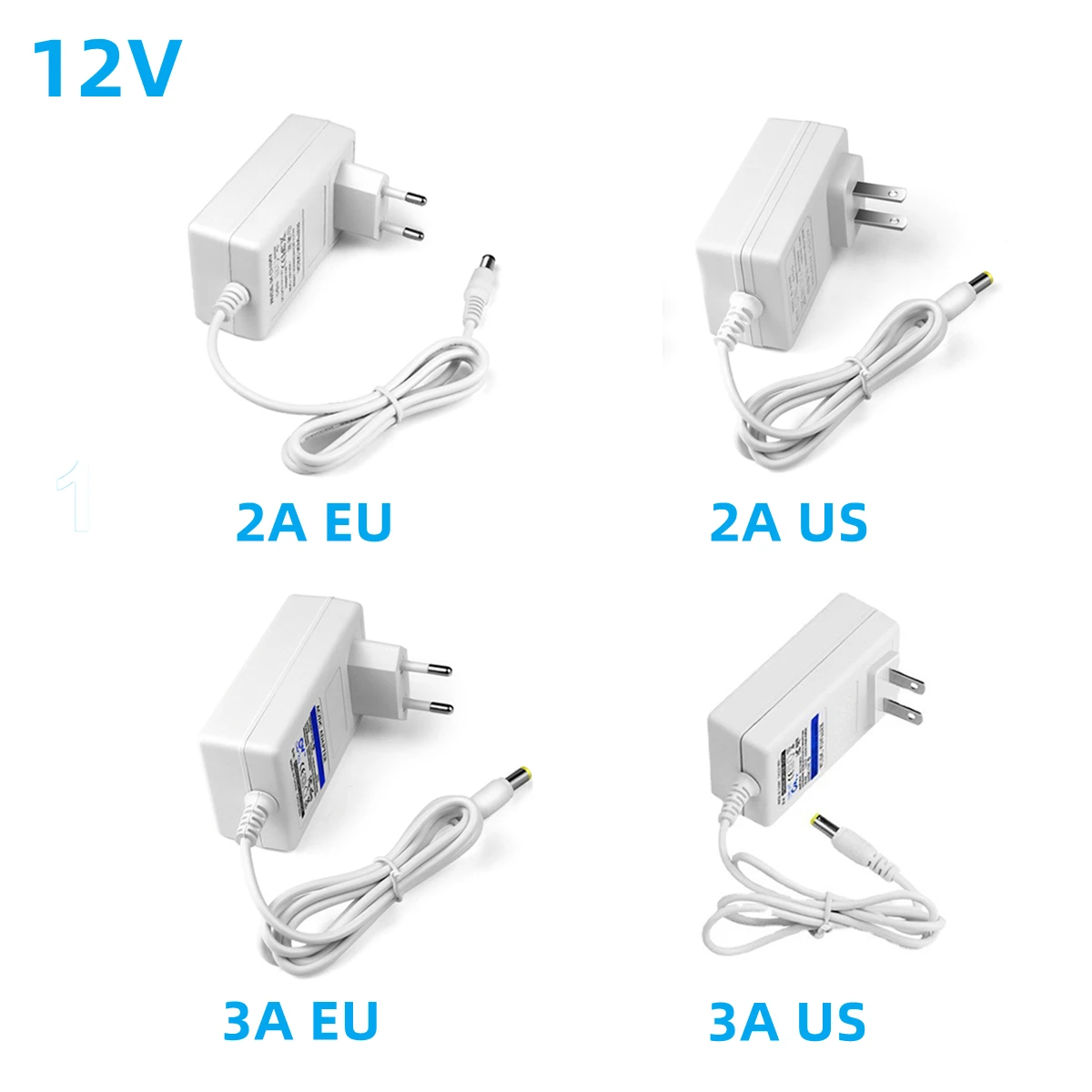 AC to DC 12V Switching Power Supply Adapter 2A 3A 100V-240V to 12 Voltage 5.5mm x 2.1mm Universal Charger Driver For LED Strip