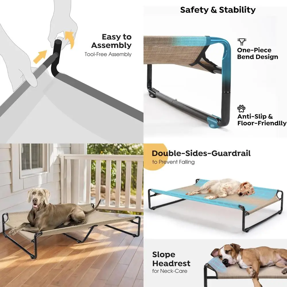 

XX-большая портативная охлаждающая кроватка для собак, дышащая сетка, моющаяся, нескользящая для больших собак, бежевый кофейный