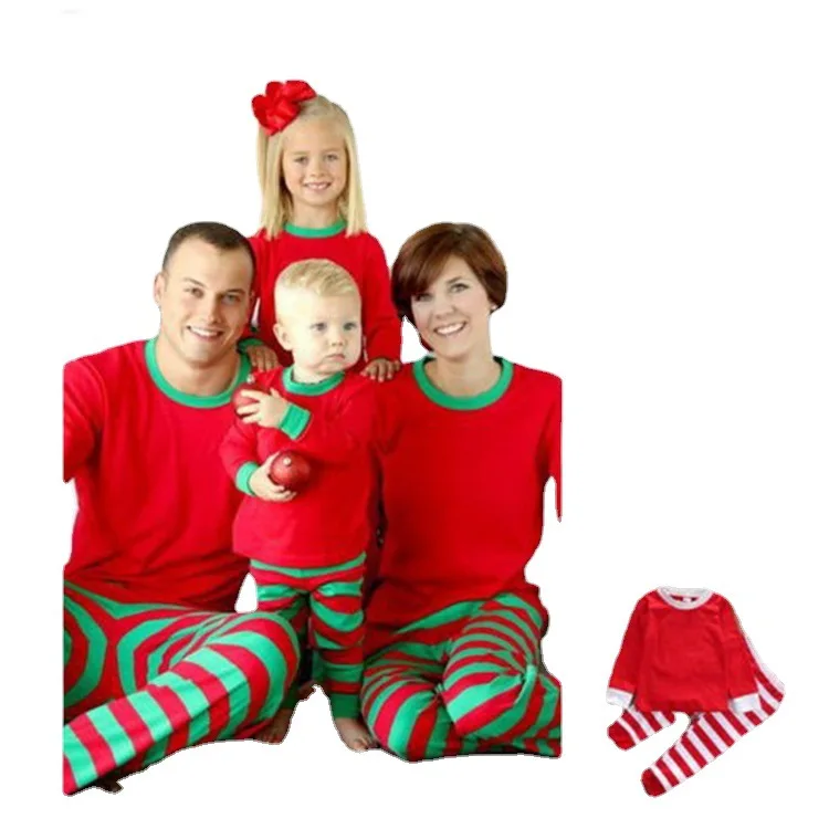 2023 Christmas Pajamas Set Striped Print Mother Father Kids Matching Clothes Causal Soft 2 Pcs Sleepwear Xmas Family Look Outfit