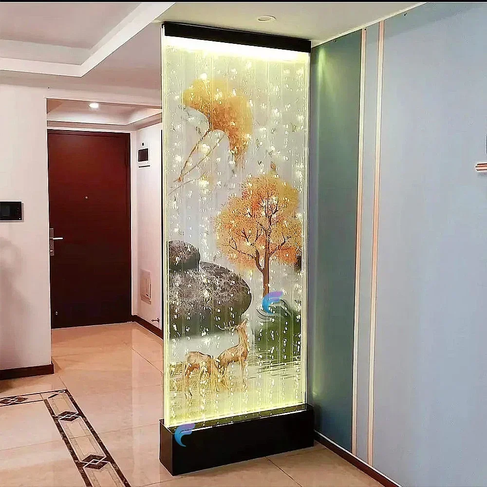 acrylic dancing flower pattern water wall bubble panel