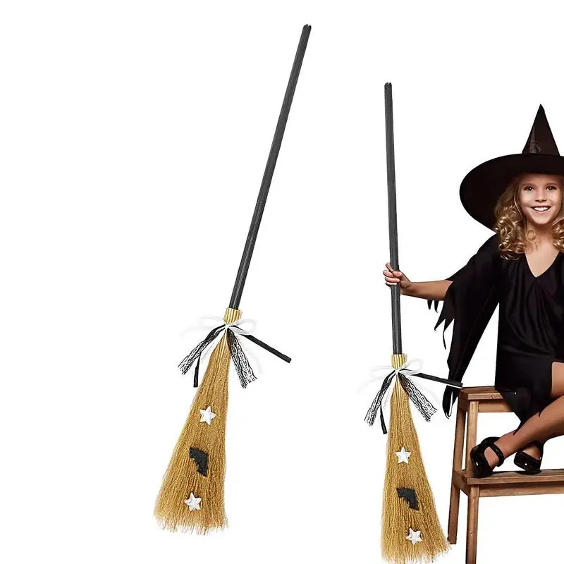 Witch Broom Halloween Witch Broom With Detachable Handle  Broom Props Party Supplies for Halloween Costume Decoration