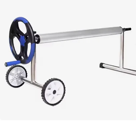 The stainless steel aluminum swimming pool cover storage roll cart is easy to install.