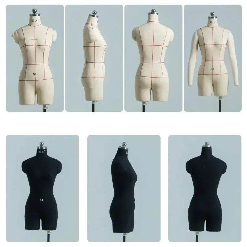 Sewing Tailor Mannequin Linen Body Show Cloth Mannequin Ladies\' Clothing Upper Body Window Display Model with Wheels Base