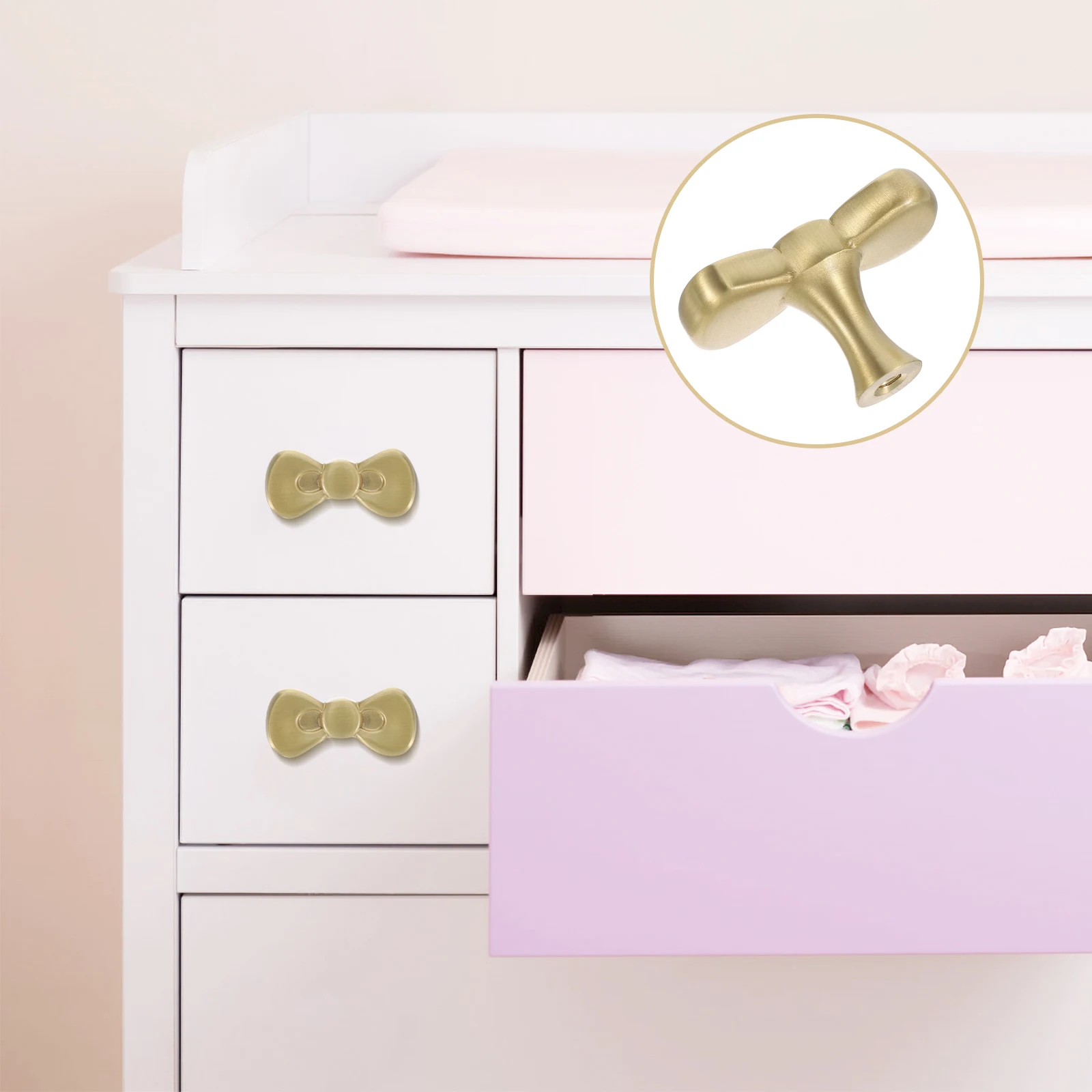 

Vintage Bowknot Cabinet Handles For Bedroom Wardrobe Drawer Dresser Single Hole Pulls Gold Metal Door Hardware Furniture Closet