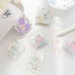 Clip de papel cuadrado de flores de tulipán acrílico transparente, lindo Clip de almacenamiento de papelería, archivo de datos, organizador de documentos, Clips