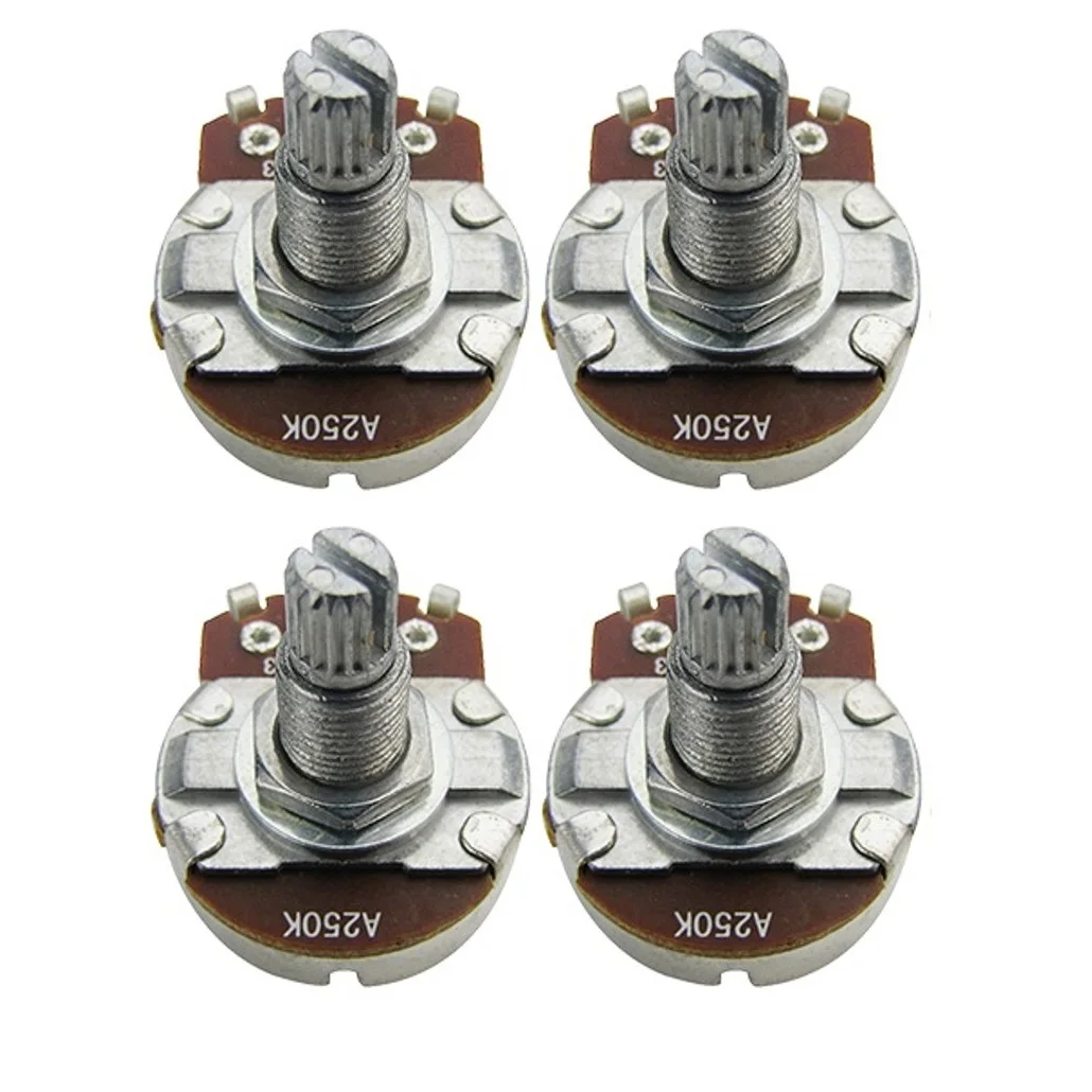 FLEOR 4PCS Guitar Potentiometers Volume Tone 18-spline Pots A250K/ B250K/ A500K/ B500K Long / Short Shaft Choose Guitar Parts