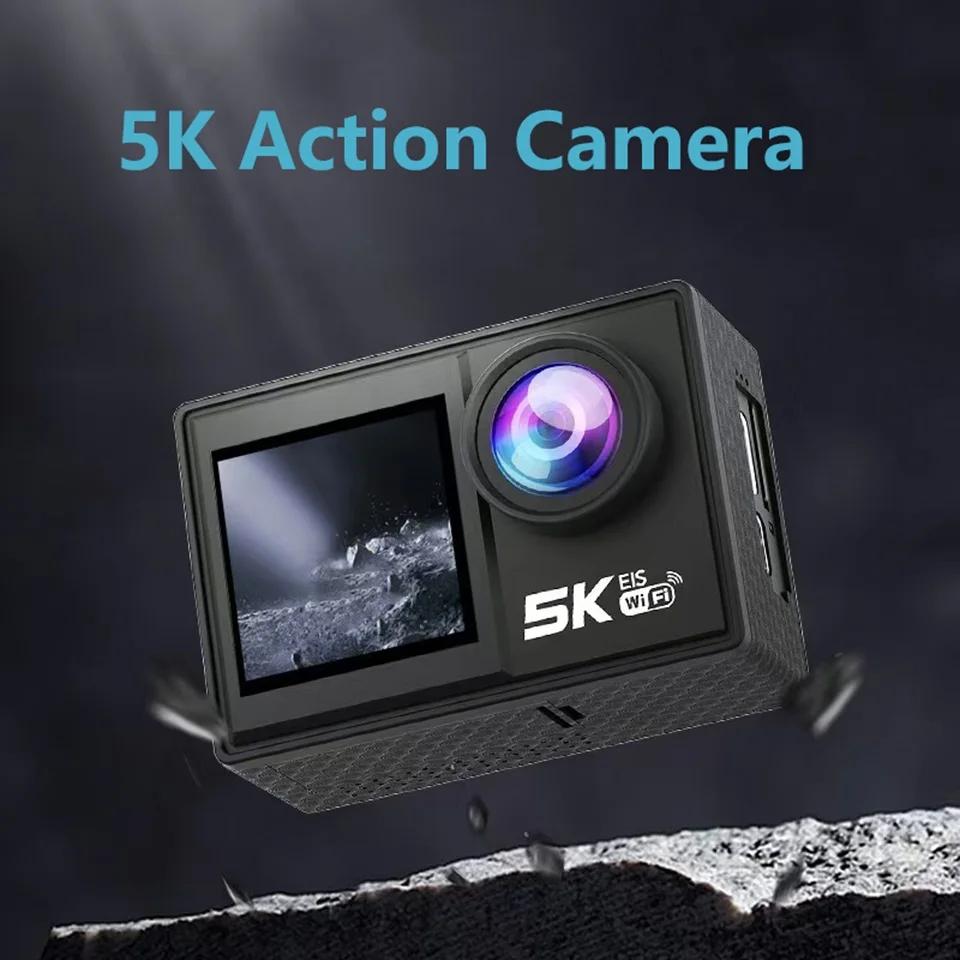 

Action Camera 5K30fps Touch Dual Screens EIS Anti-shake WiFi 2.0" 170D Underwater Waterproof Remote Control Helmet Video