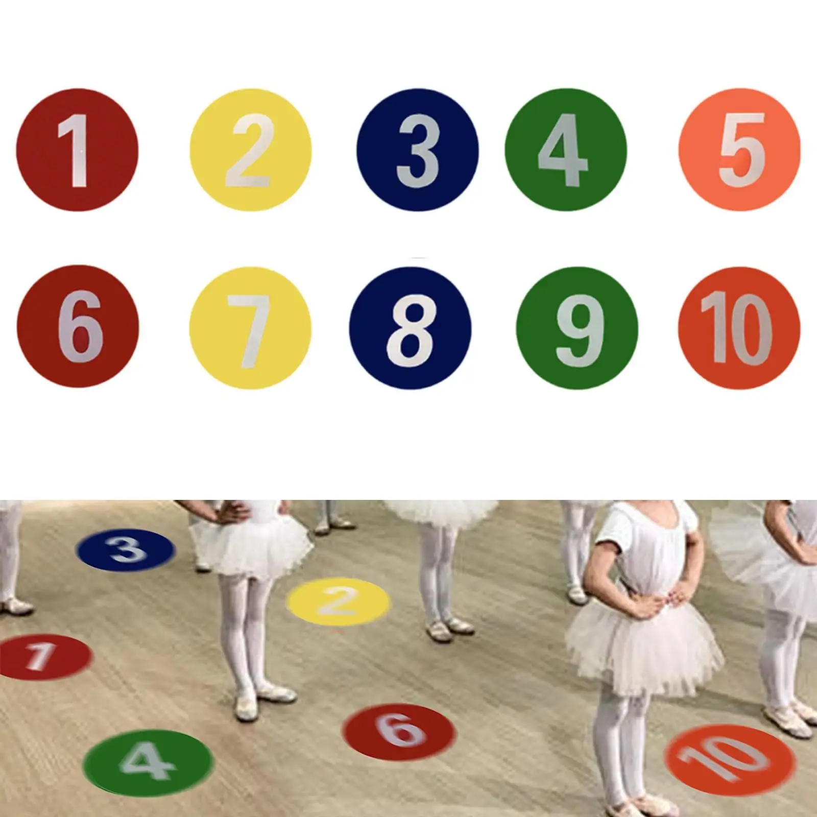 10Pcs Numbered Floor Spot Markers Landmark Mat for Classroom Court Floor