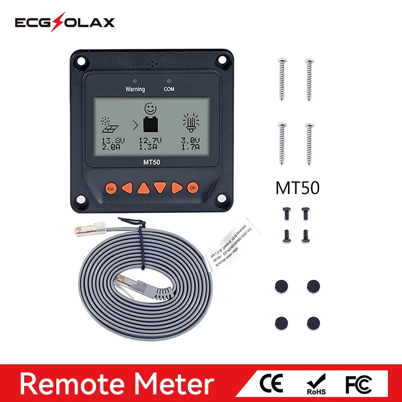 

ECGSOLAX MT50 Remote Meter Display For EPever MPPT Solar Charge Controller Tracer-AN Series MT-50 Remote Meter With LCD Display