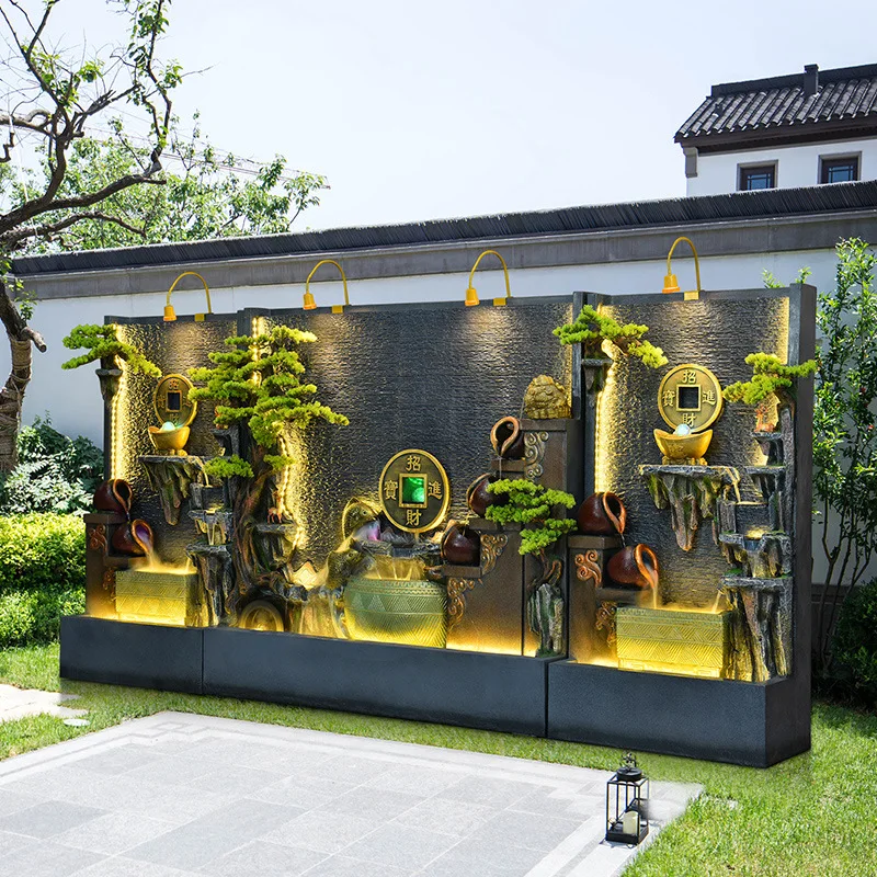 

Outdoor Courtyard Water Wall Screen Large Floor Ornament Circulating Water Feature Company Landscaping Rockery Water Curtain Wal