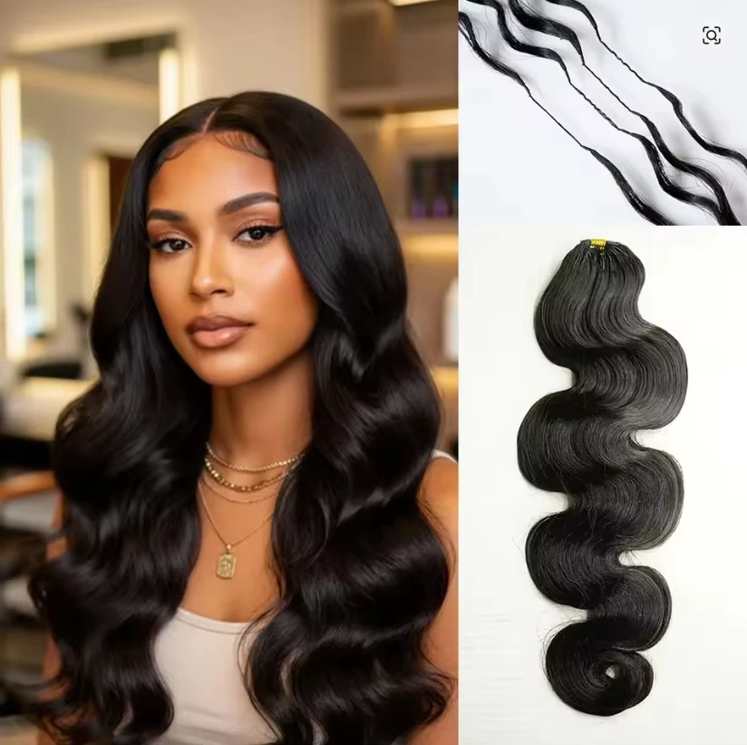 

Бесшовные предварительно разделенные пряди для наращивания волос из 100% натуральных человеческих волос, волнистые, бразильские, для плетения, многоразовые