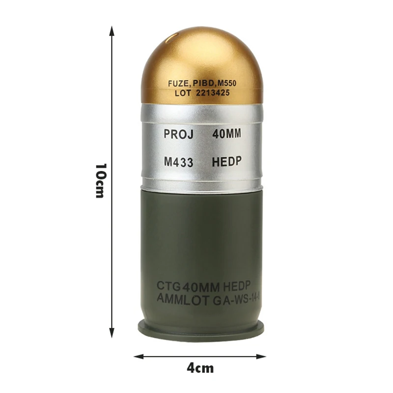 M433 HEDP 40mm Cartridge Dummy Grenade Model Military Fan Collection Toy Gift Mini Storage Case Airsoft Display Decoration