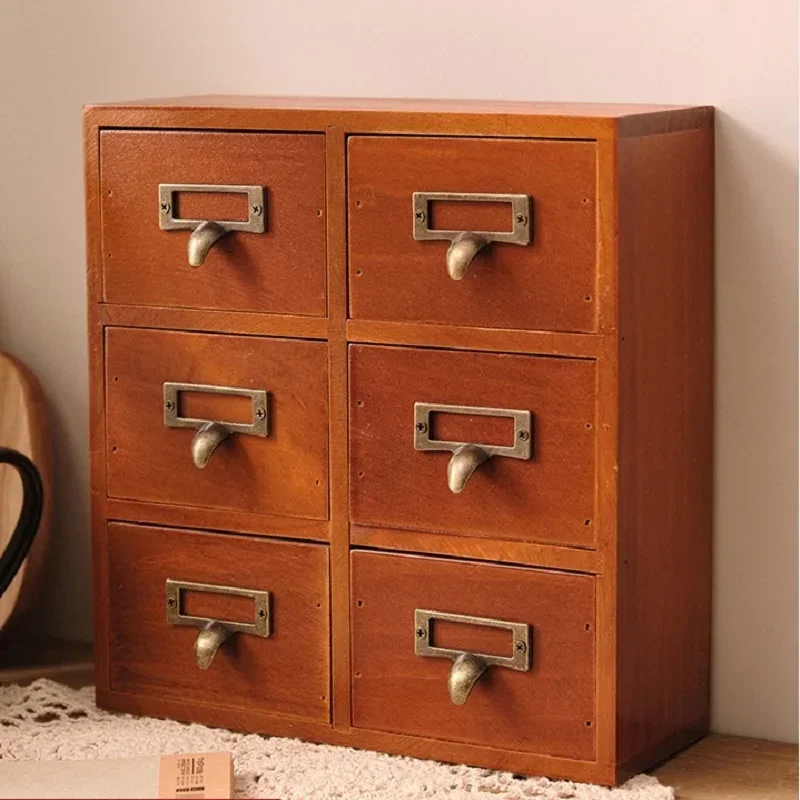 

Винтажный настольный ящик для хранения ключей, деревянный офисный ящик, многослойный шкаф для хранения ювелирных изделий, деревянная перегородка A