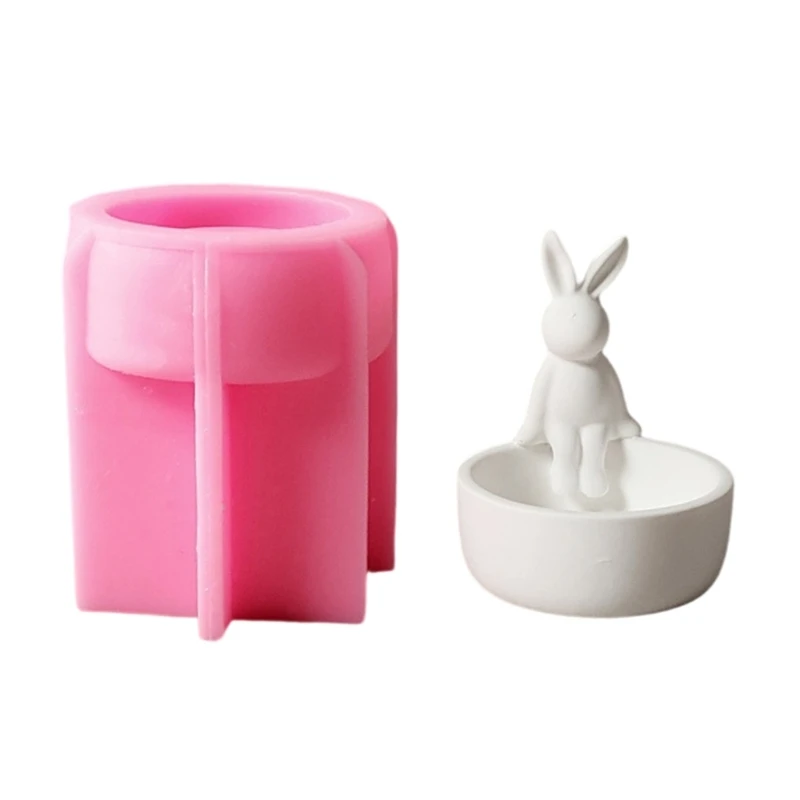 

Handmade Candlestick Silicone Molds Rabbits Candle Holder Molds Storage Container Molds Ornament Plasters Molds
