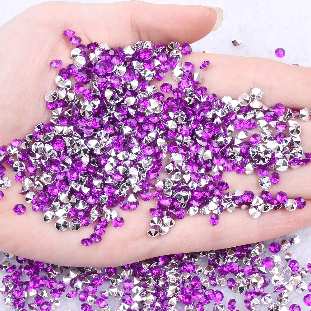 New Shiny Acrylic Rhinestones Many Colors 7mm 200pcs Pointback Stones Loose Strass Beads DIY Nail Art Decorations