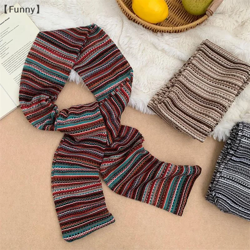 ómGrappig ParqueRetro Gebreide Kleurrijke Gestreepte Sjaal Herfst Winter Warme Hals Dikker Sjaal Populaire Dubbelzijdige Sjaal Accessoires Cadeau