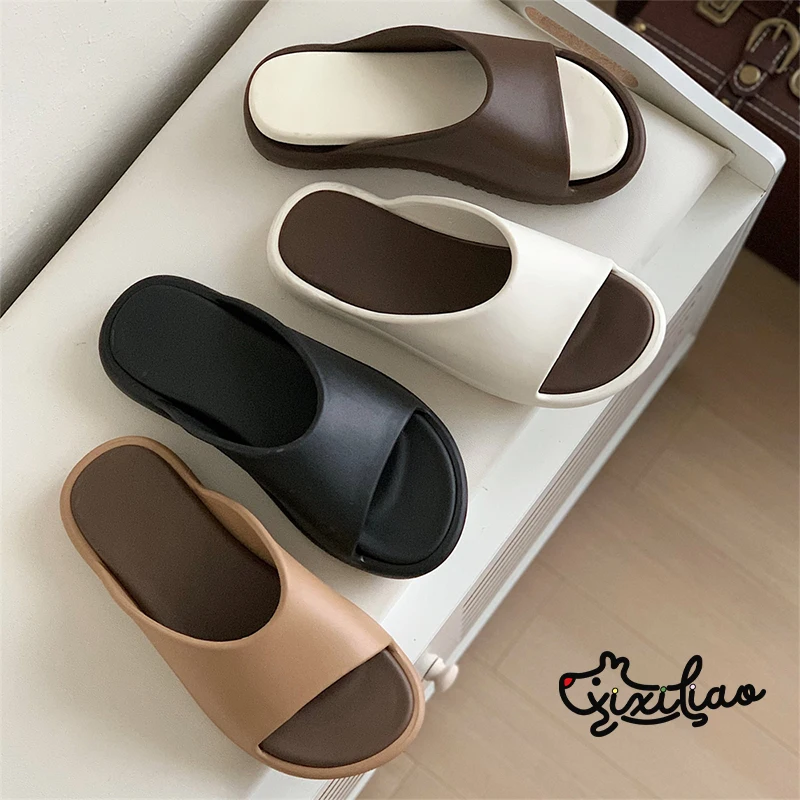 XIXITIAO EVA Home slippers Women Outdoor Beach Sandals Fashion Bathroom Slides Female Open Toe Slippers Cozy Soft Sole Shoes