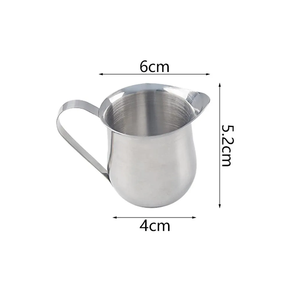 Stainless Steel Milk Frothing Container with Pointed Spout Tip for Focused Flow Path and Minimal Disruption to Foam Texture