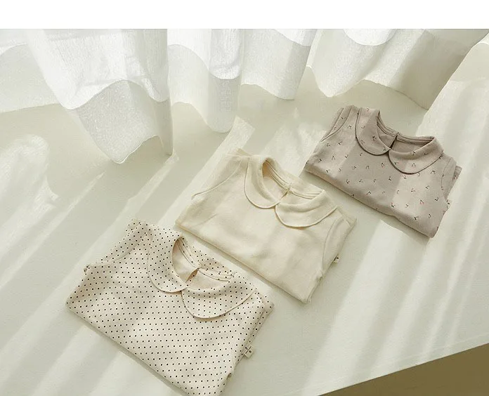 2025 Autumn New Baby Lapel Long Sleeve T Shirts Cotton Infant Girl Cute Peter Pan Collar Bottoming Shirts Toddler Clothes