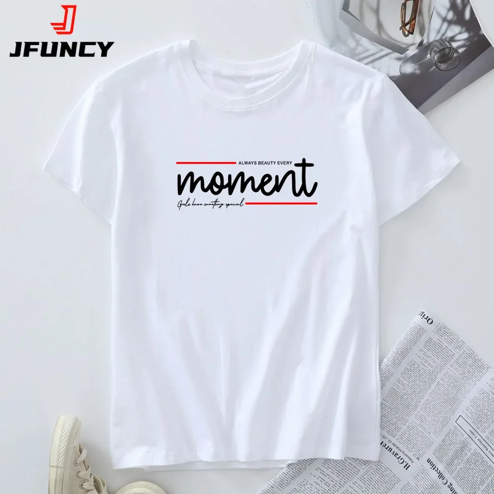 Juncy-女性用の特大Tシャツ,半袖Tシャツ,グラフィックTシャツ,コットントップ,婦人服,ファッション,夏,2024