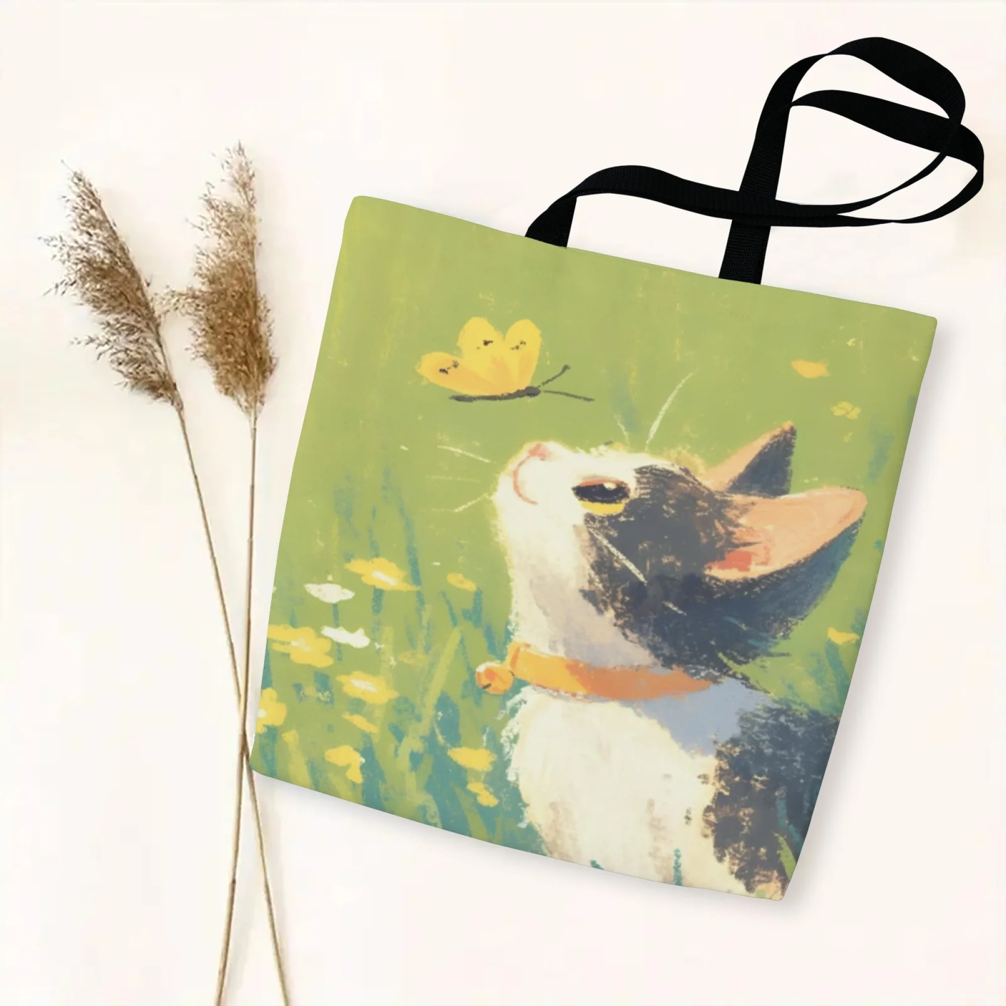 

Funny cat looking up pattern Tote Bag cute Casual Shoulder Handbag for Women Sturdy Polyester Reusable Grocery Shopping Bag